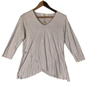 Cut Loose Mesh Dot Double Layer V-Neck Top Small‎ Dawn Purple Sea Glass Lane New